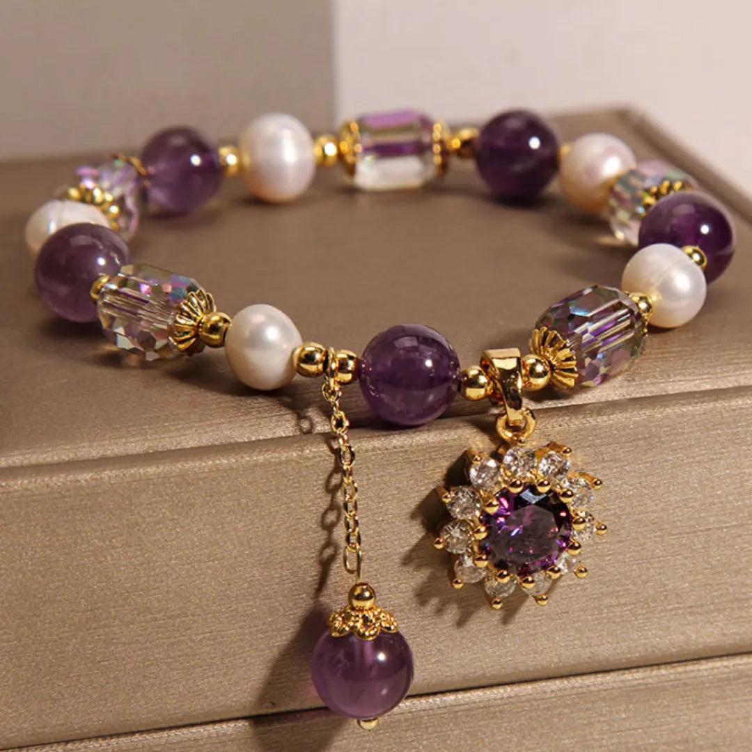 Amethyst and Pearl Bracelet "Radiant Sun"