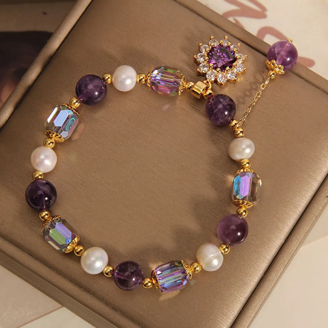 Amethyst and Pearl Bracelet "Radiant Sun"