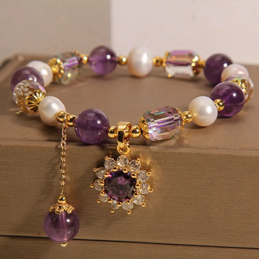 Amethyst and Pearl Bracelet "Radiant Sun"