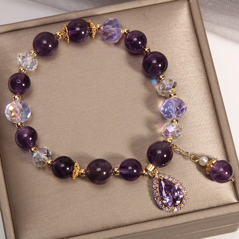 'Merveille' Amethyst and Clear Quartz Bracelet – Zen Elegance