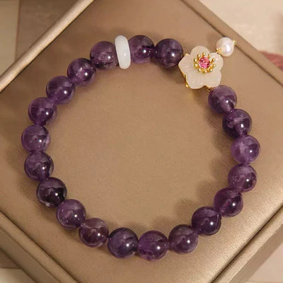 Amethyst Jade and Pearl Bracelet "Flower of Harmony"