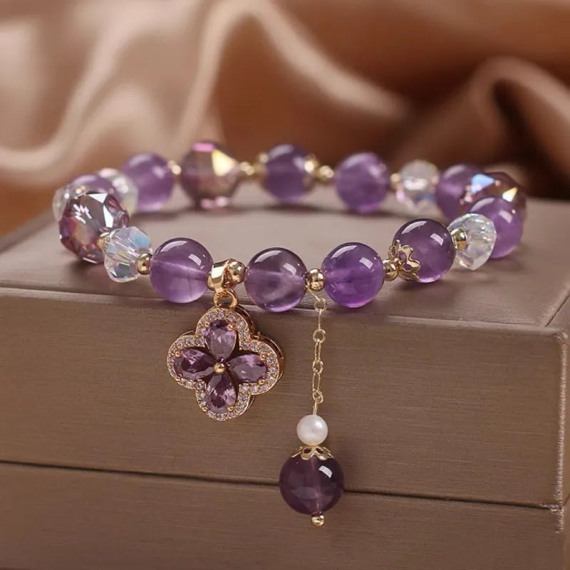 Amethyst Clover Bracelet "Spark of Luck"