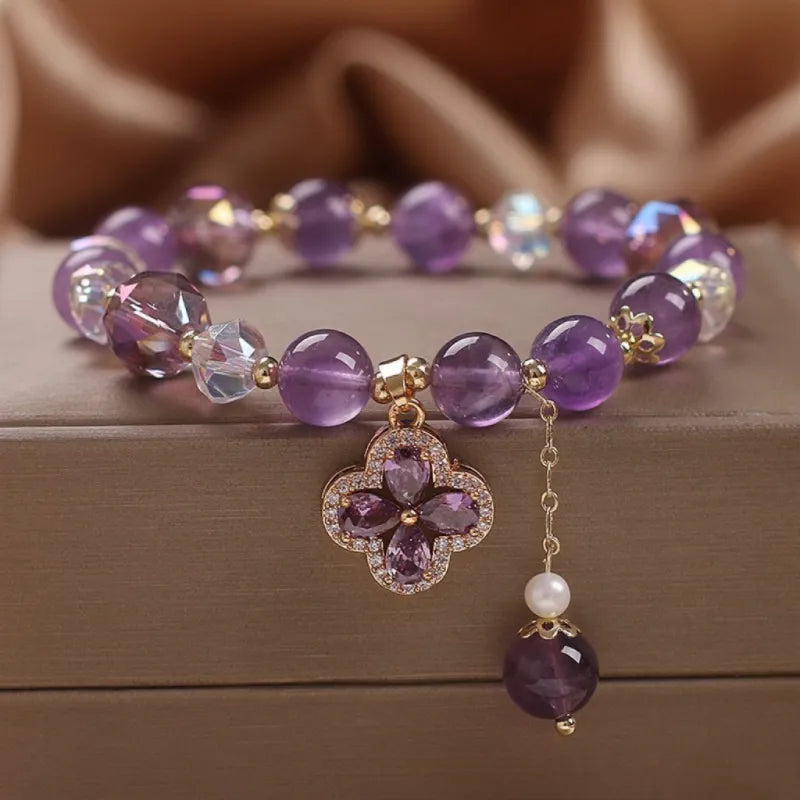 Amethyst Clover Bracelet "Spark of Luck"