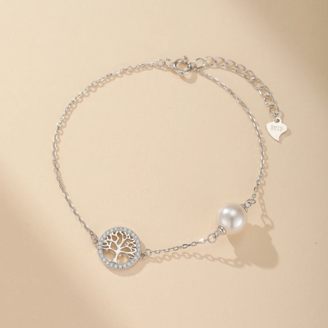 Life Tree Bracelet "Life Pearl" Silver