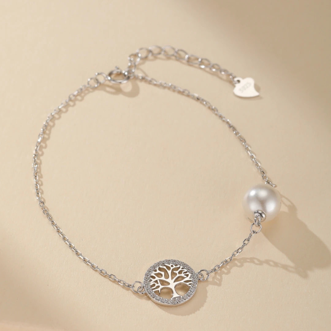 Life Tree Bracelet "Life Pearl" Silver