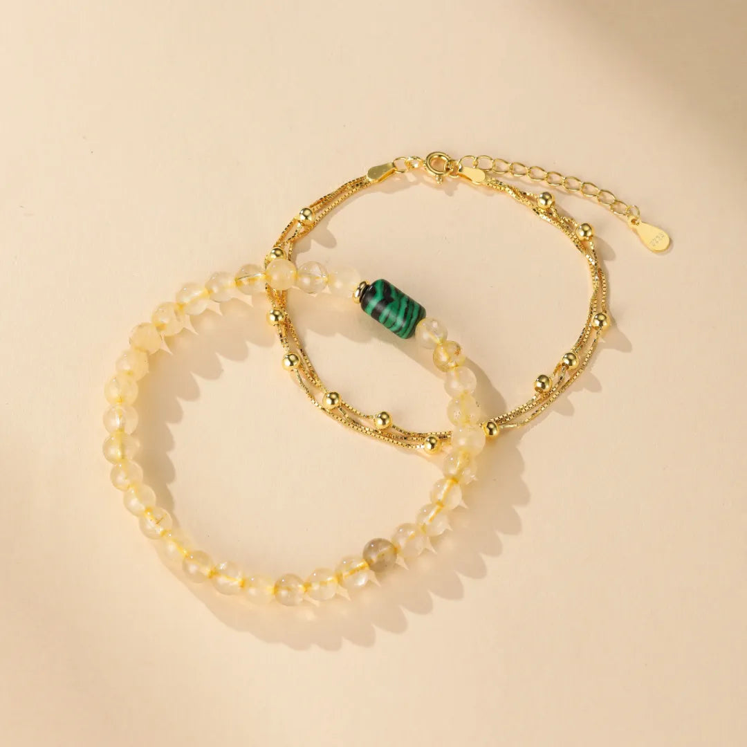 Citrine and Malachite Bracelet "Enchanted Light"