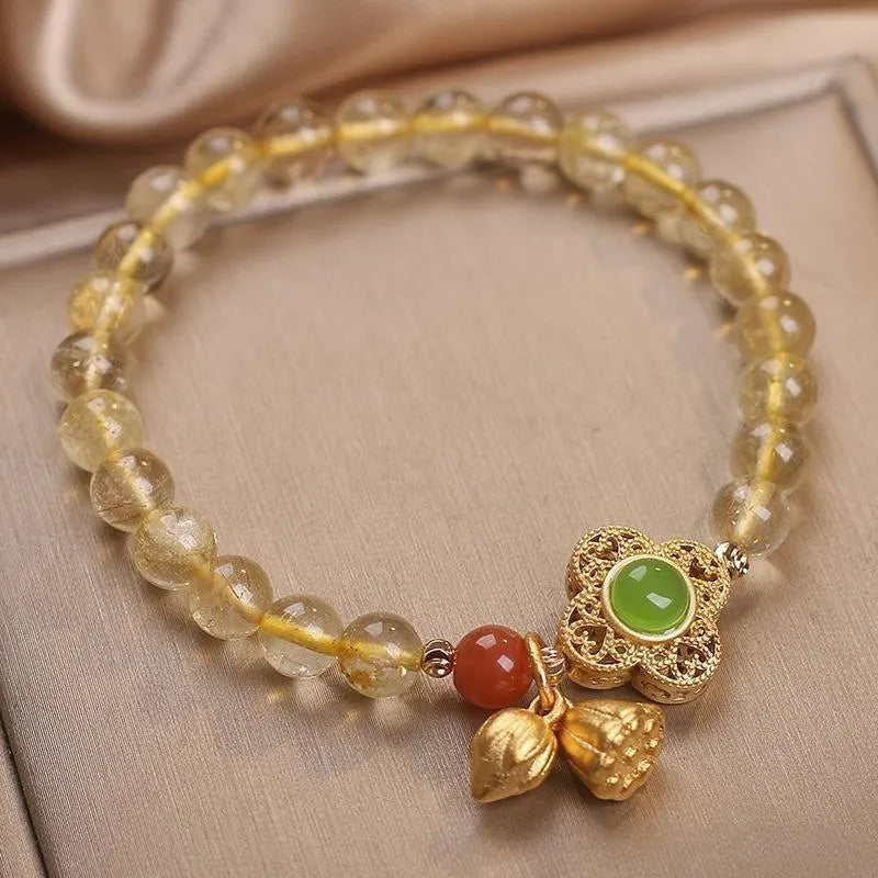 Citrine Clover Bracelet "Luck and Prosperity"