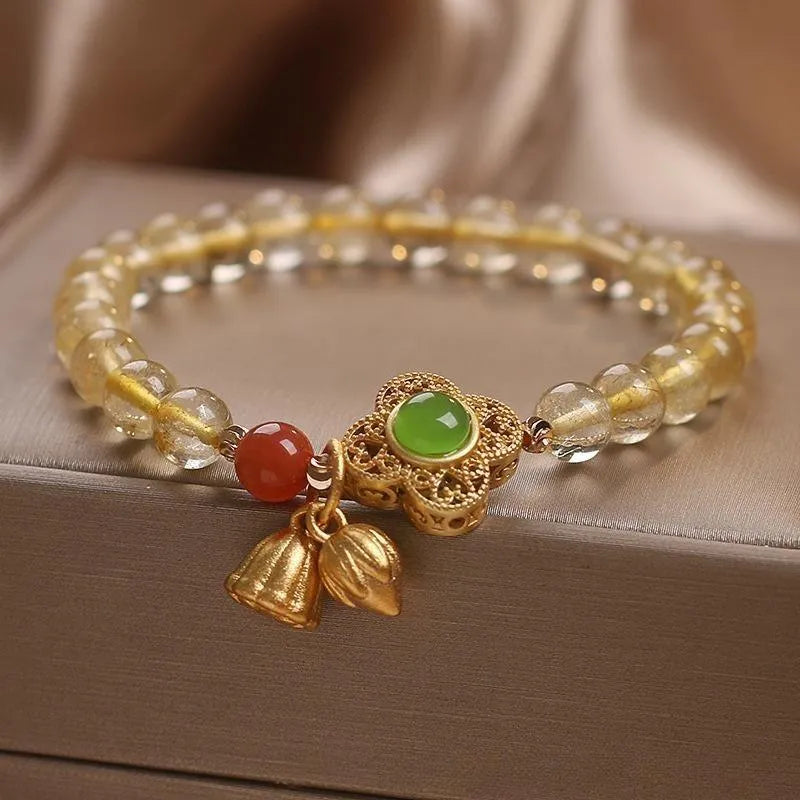 Citrine Clover Bracelet "Luck and Prosperity"