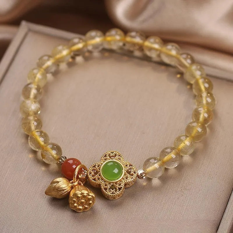 Citrine Clover Bracelet "Luck and Prosperity"