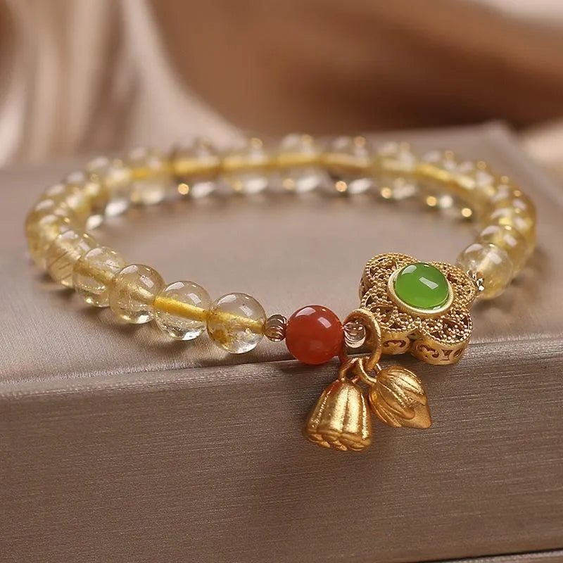 Citrine Clover Bracelet "Luck and Prosperity"