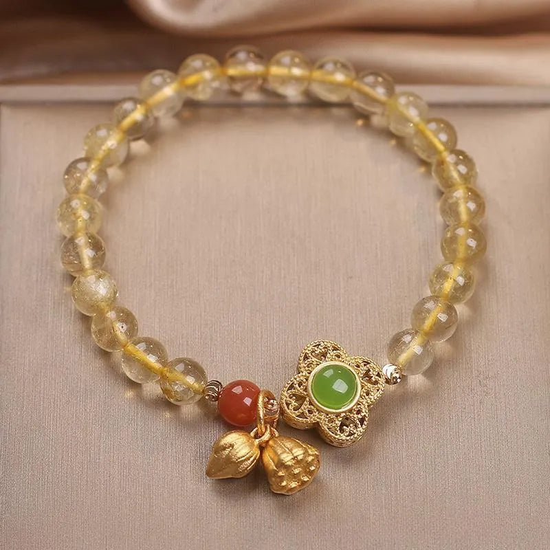 Citrine Clover Bracelet "Luck and Prosperity"