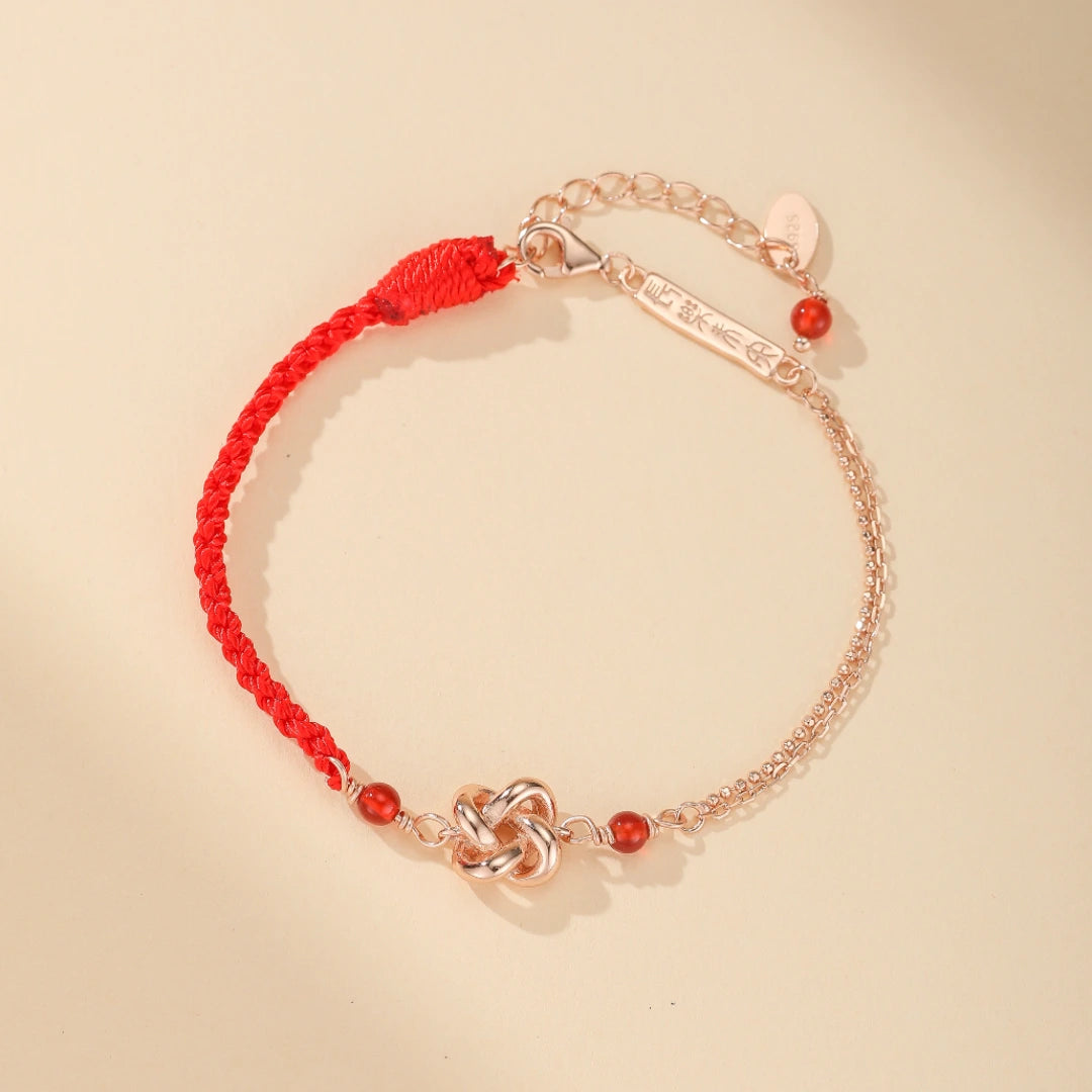 Couple Red Thread Bracelet "Eternal Duo" Silver