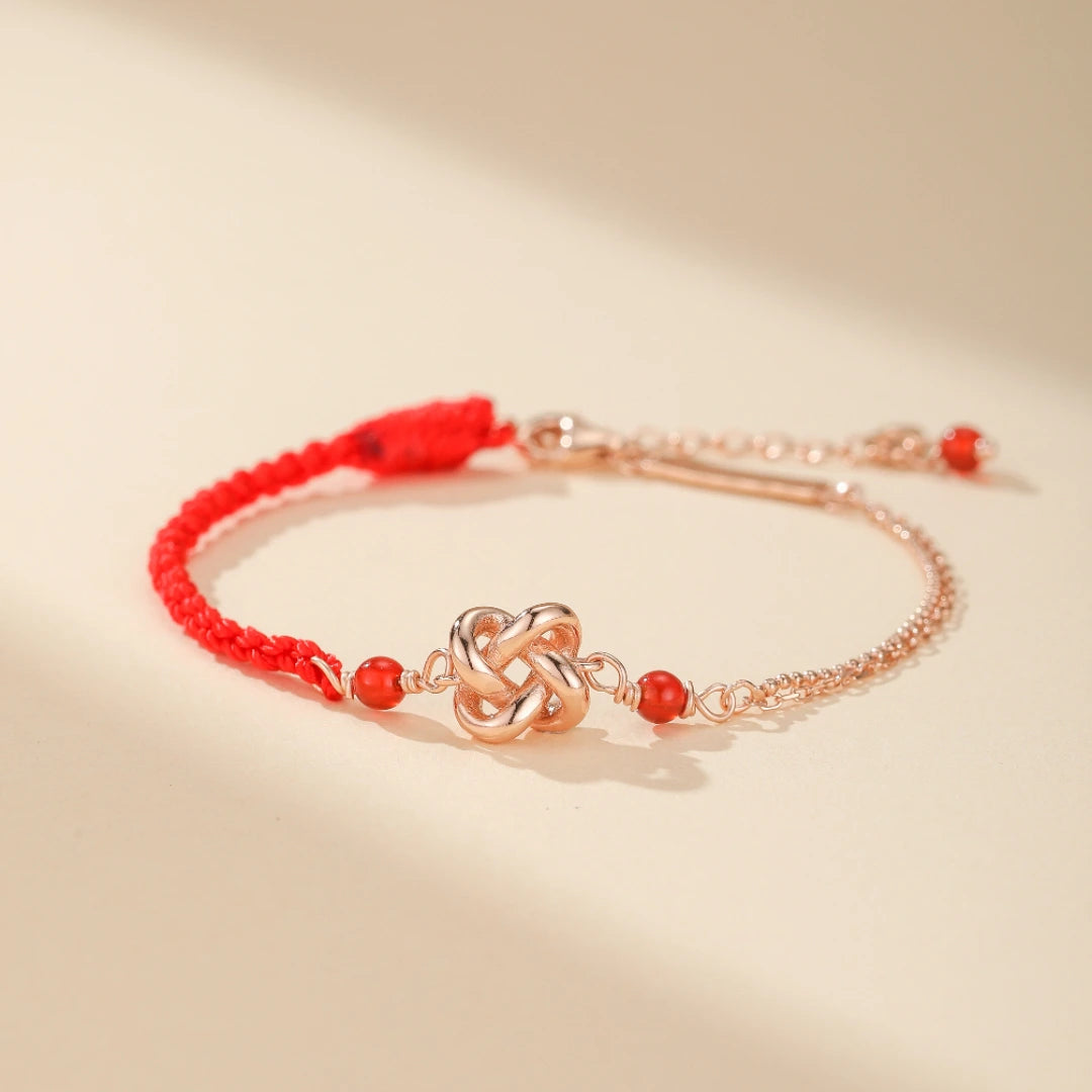 Couple Red Thread Bracelet "Eternal Duo" Silver