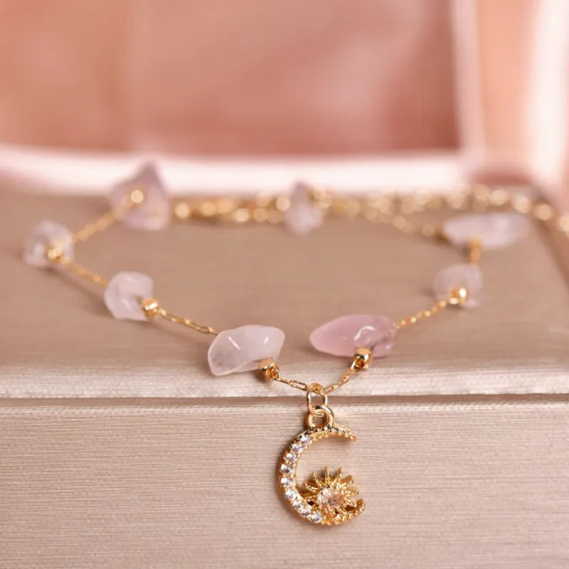 Fußkettchen Aventurin oder Rosenquarz "Himmelsbrise"