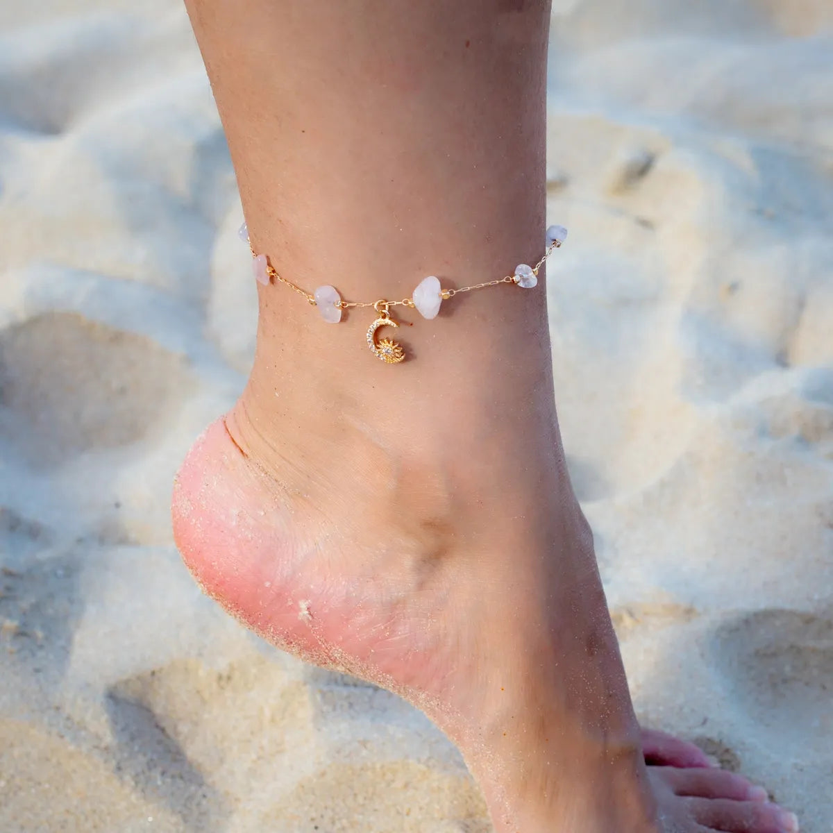 Fußkettchen Aventurin oder Rosenquarz "Himmelsbrise"