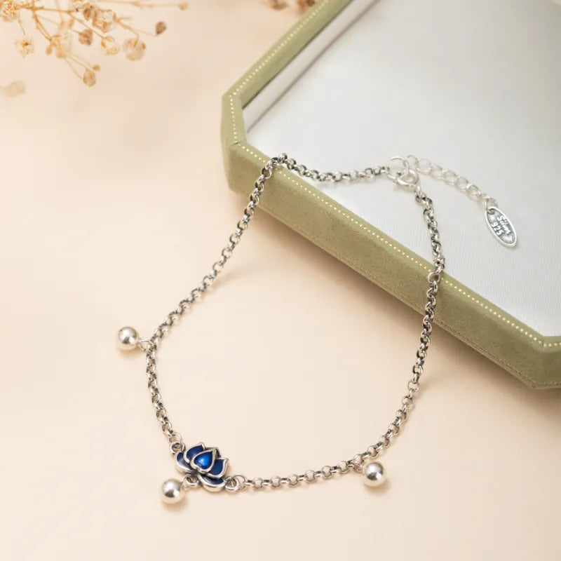 Anklet "Lotus Charm" Silver