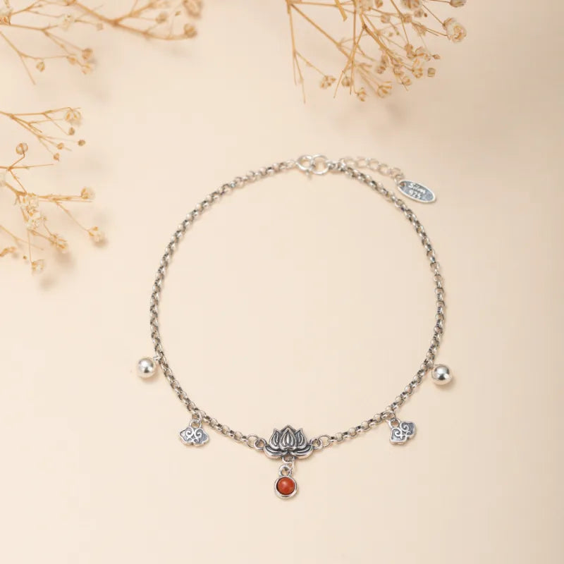 Anklet Lotus Agate "Spiritual Renaissance" Silver