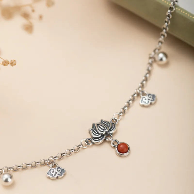 Anklet Lotus Agate "Spiritual Renaissance" Silver