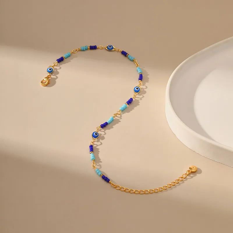 Fußkettchen Böses Auge "Schützende Amulett" Vergoldet Gold