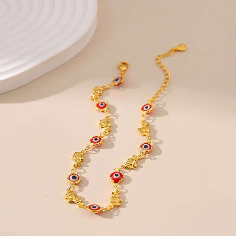 Fußkettchen mit bösem Blick "Mystischer Wächter" vergoldet