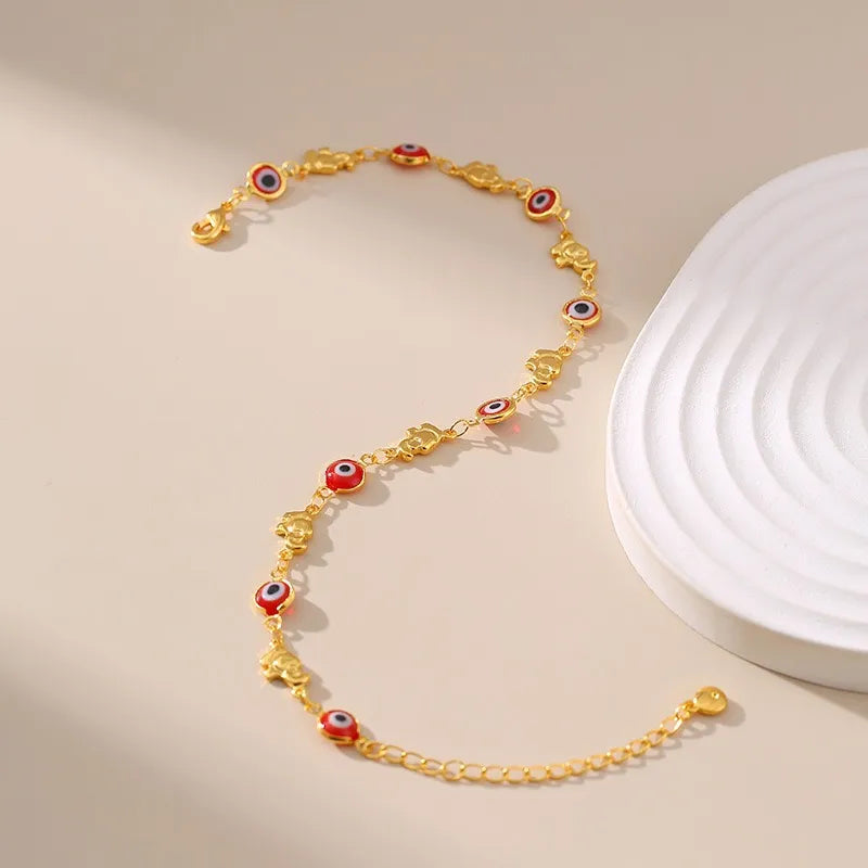 Fußkettchen mit bösem Blick "Mystischer Wächter" vergoldet