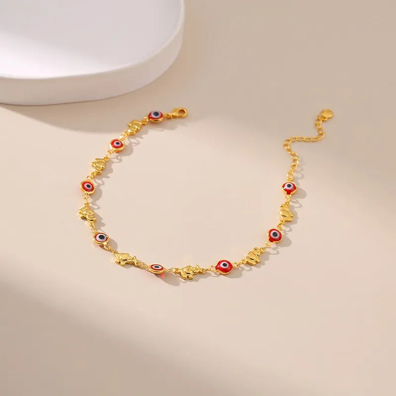 Fußkettchen mit bösem Blick "Mystischer Wächter" vergoldet