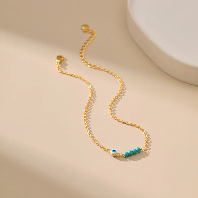 Fußkettchen Böses Auge "Ausgeglichener Schutz" Vergoldet Gold