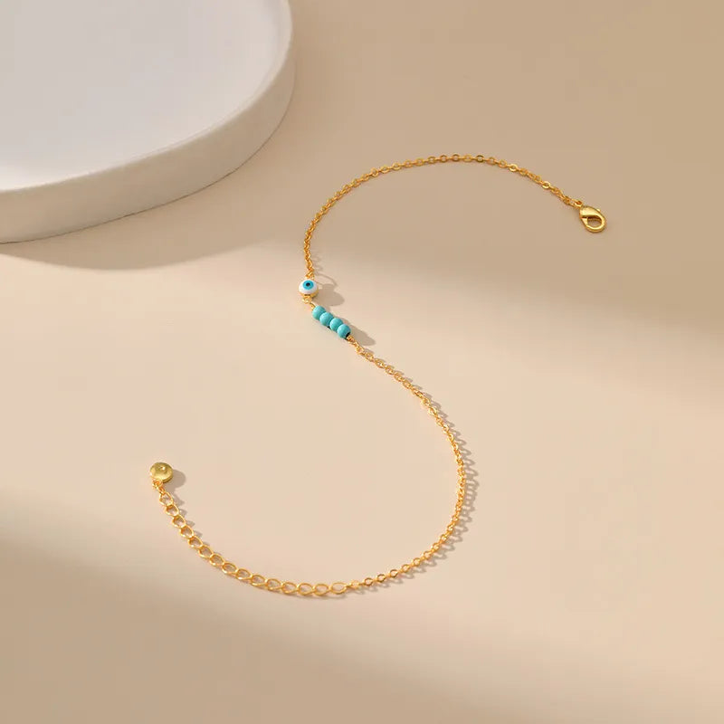 Fußkettchen Böses Auge "Ausgeglichener Schutz" Vergoldet Gold