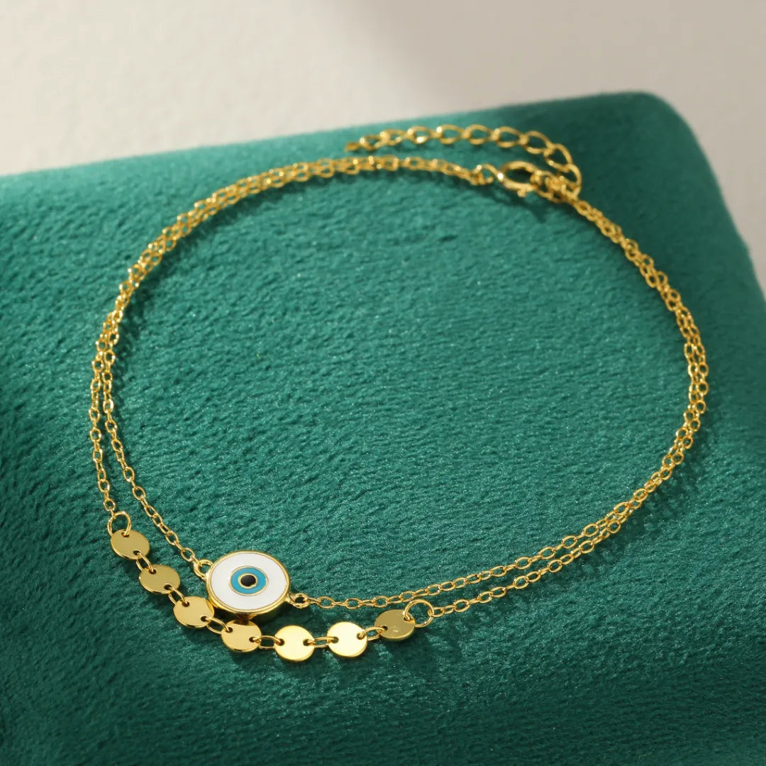 Evil Eye Anklet "Ancestral Gaze" Silver