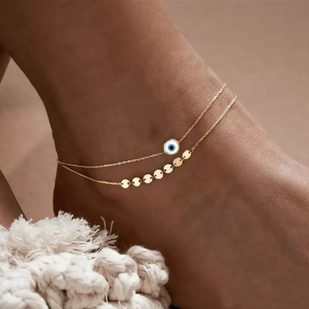 Evil Eye Anklet "Ancestral Gaze" Silver