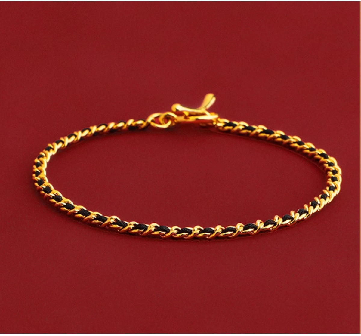 Bracelet Fil Rouge "Flamme d'Or" Doré Or