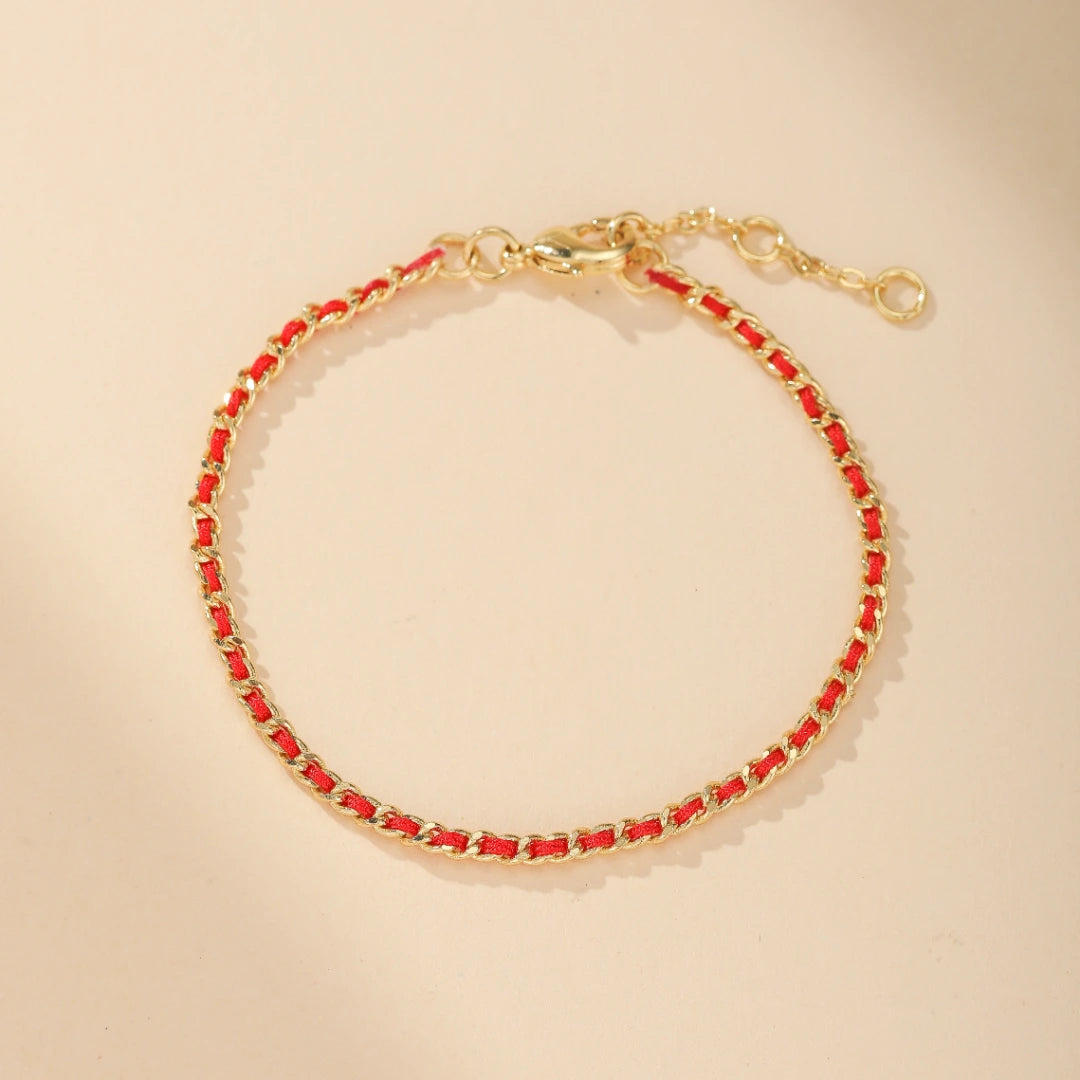 Bracelet Fil Rouge "Flamme d'Or" Doré Or