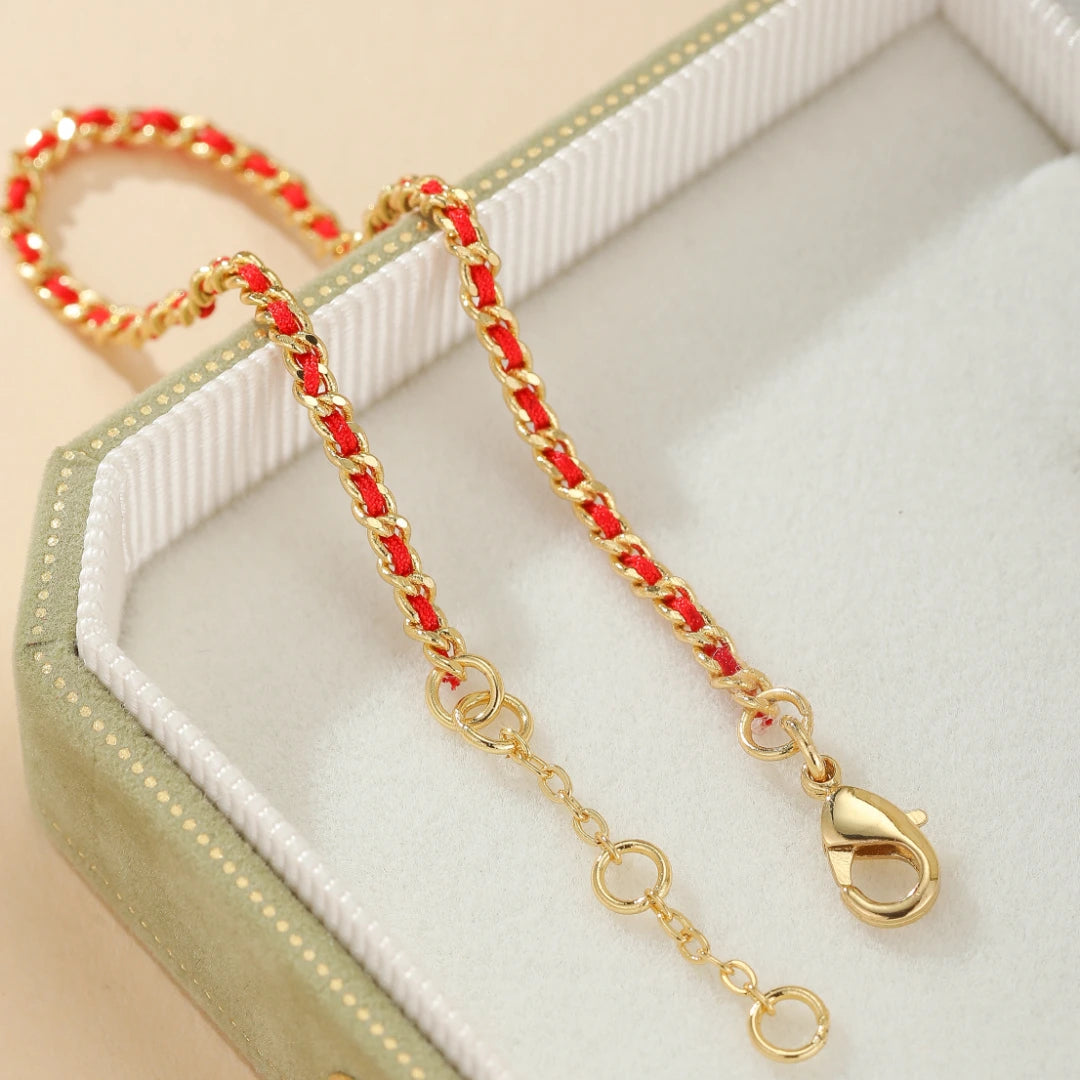 Red Thread Bracelet "Golden Flame" Gold