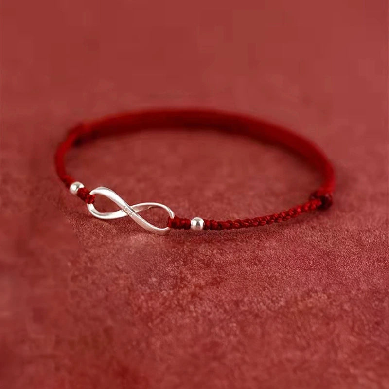 Red Thread Bracelet "Infinite Connection" Silver