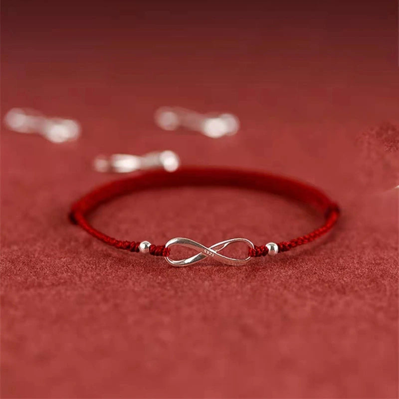 Red Thread Bracelet "Infinite Connection" Silver