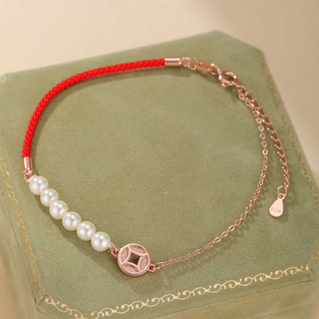 Bracelet Fil Rouge "Murmure De Nacre" Argent