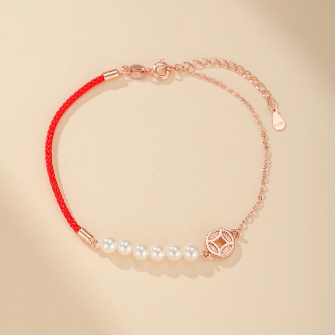 Bracelet Fil Rouge "Murmure De Nacre" Argent