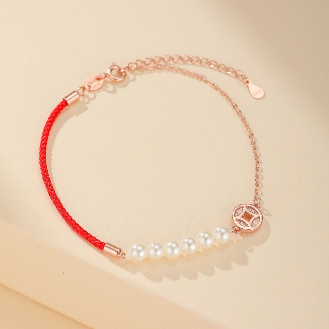 Bracelet Fil Rouge "Murmure De Nacre" Argent