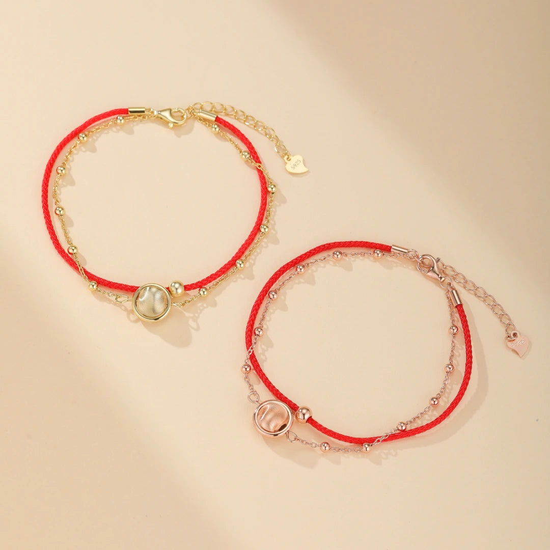 Red Thread Bracelet "Red Sun" Silver