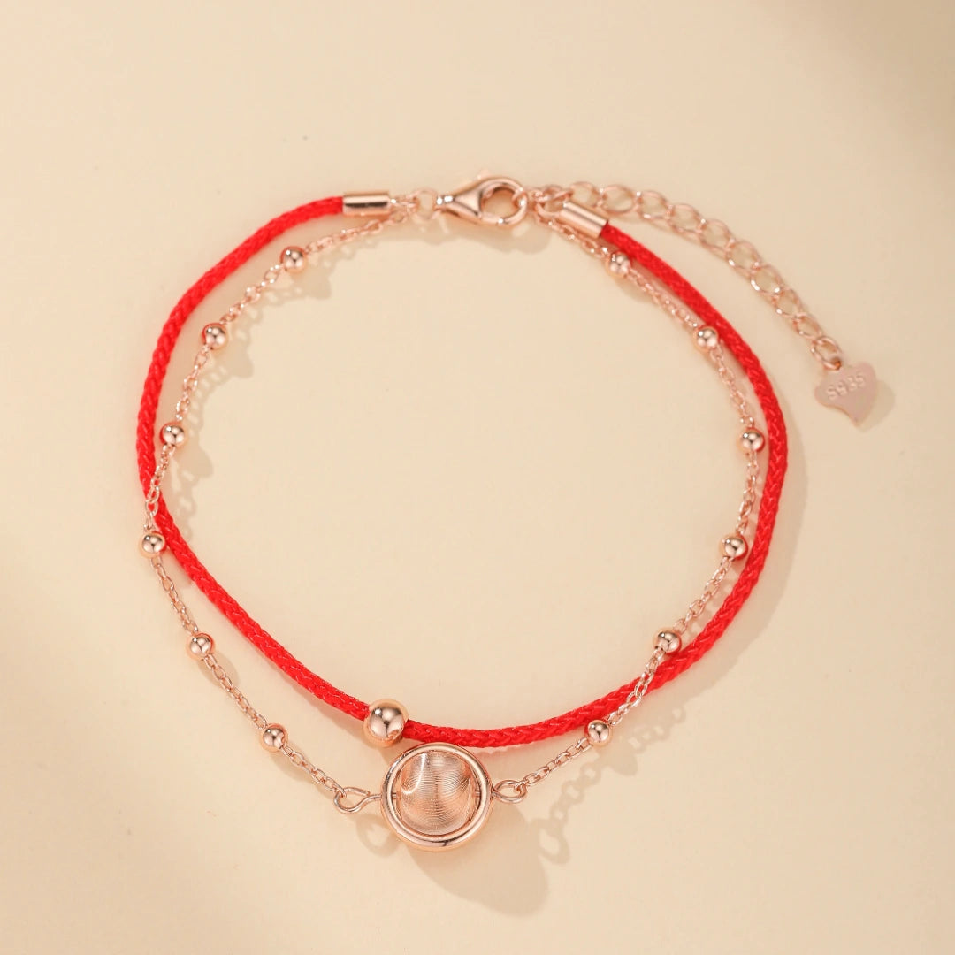 Red Thread Bracelet "Red Sun" Silver