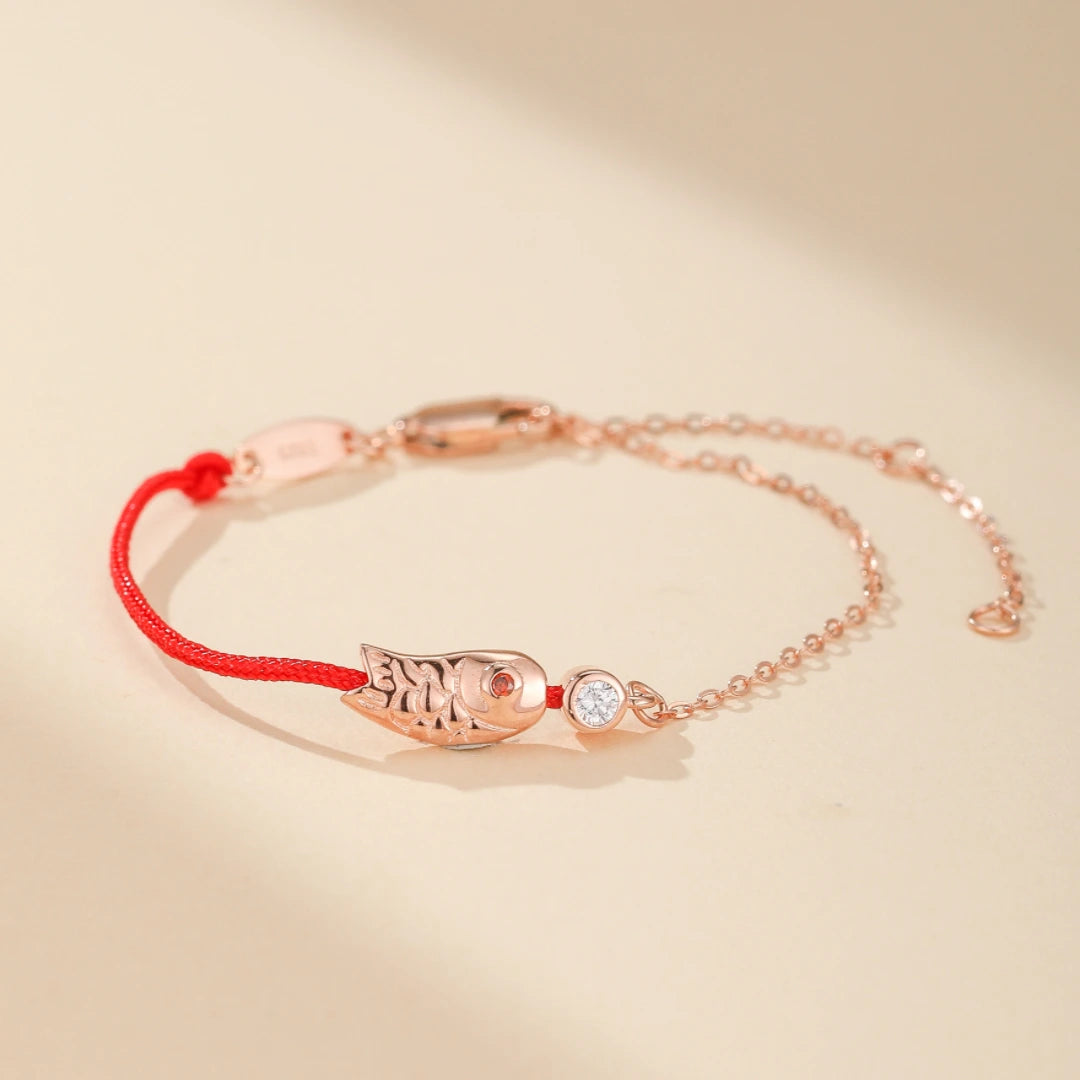 Red Thread Bracelet "Ruby Journey" Silver