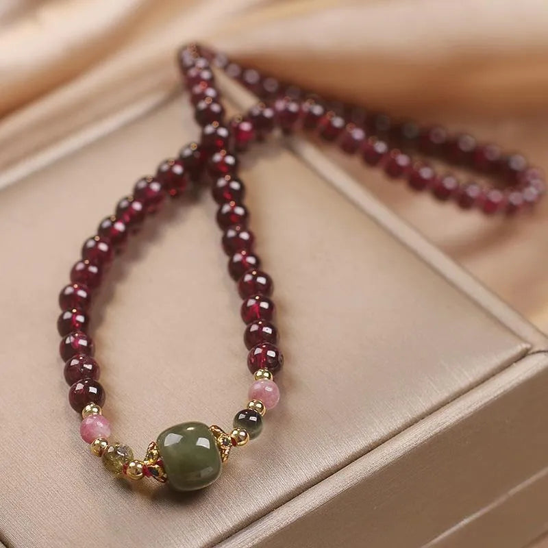 Garnet and Jade Bracelet "Passion"