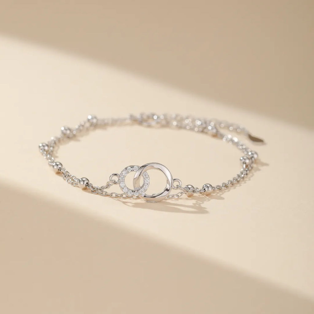 Bracelet D'éternité Empilable En Argent Sterling 925 - Perles Et Tonneaux 3mm - Neuf Avec étiquette