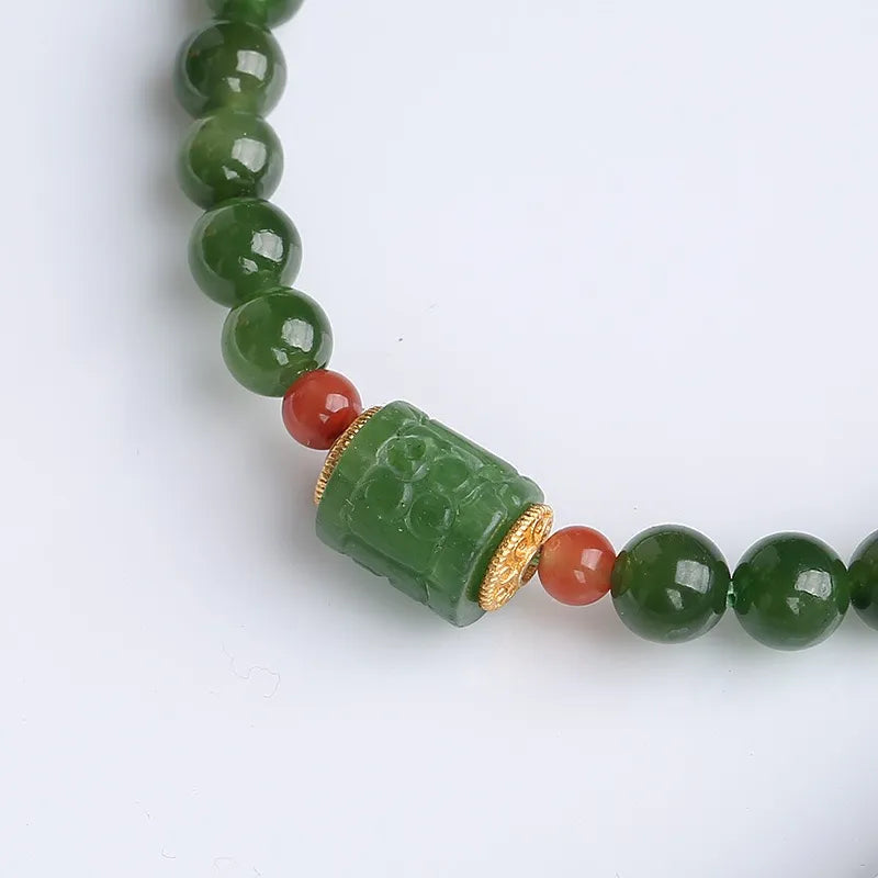 Jade Bracelet "Spiritual Beauty" Gold-Plated Silver