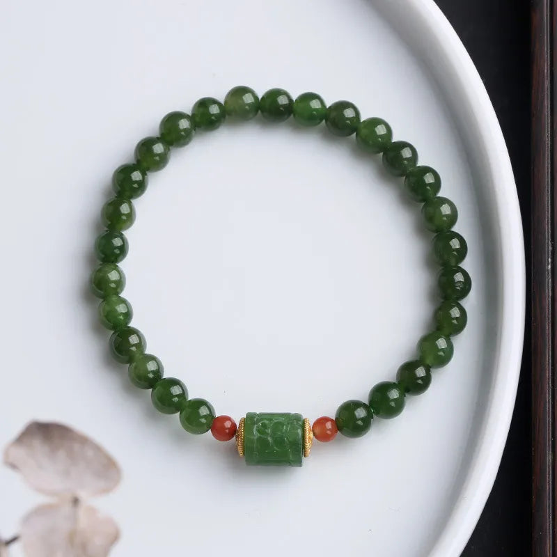 Jade Bracelet "Spiritual Beauty" Gold-Plated Silver