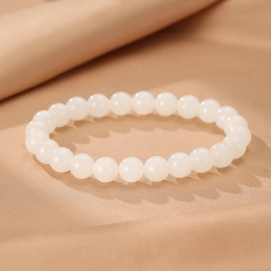 Bracelet Jade Blanc "Douceur Blanche"