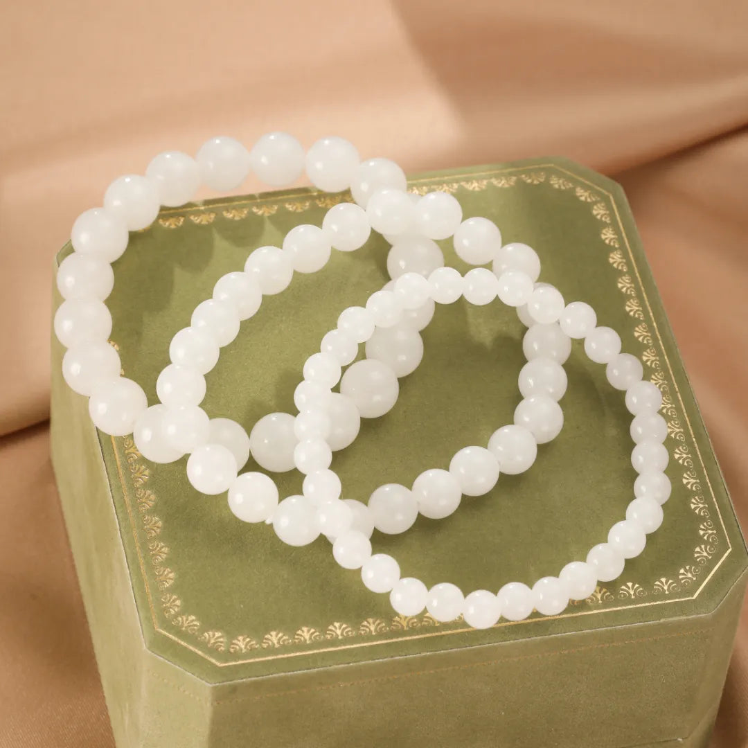 Bracelet Jade Blanc "Douceur Blanche"