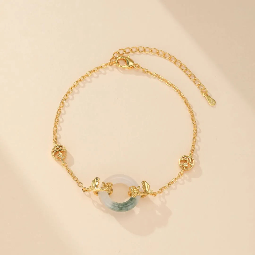 Jade Koi Carp Bracelet "Marine Beauty" Gold