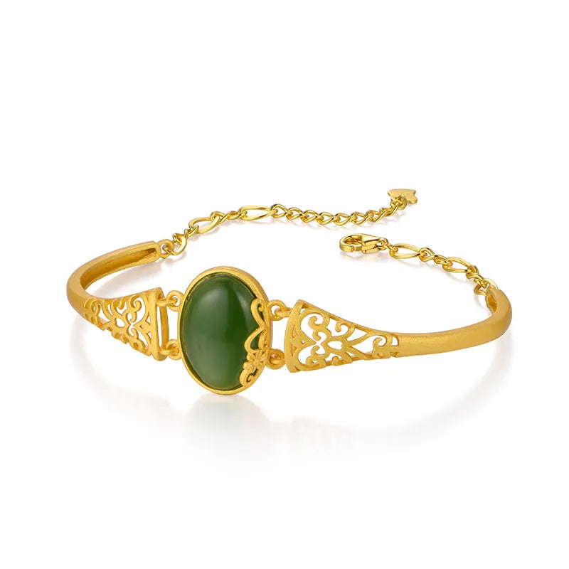 Jade Bracelet "Imperial Elegance" Gold Silver