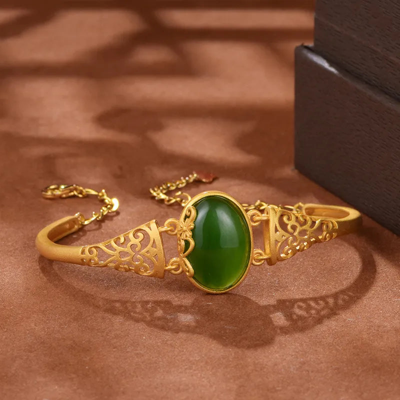 Jade Bracelet "Imperial Elegance" Gold Silver